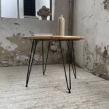 Wicker and metal coffee table from the 1950s