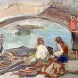 Impressionist Venetian Scene Oil on Canvas, signed Knut Norman (1896-1977)