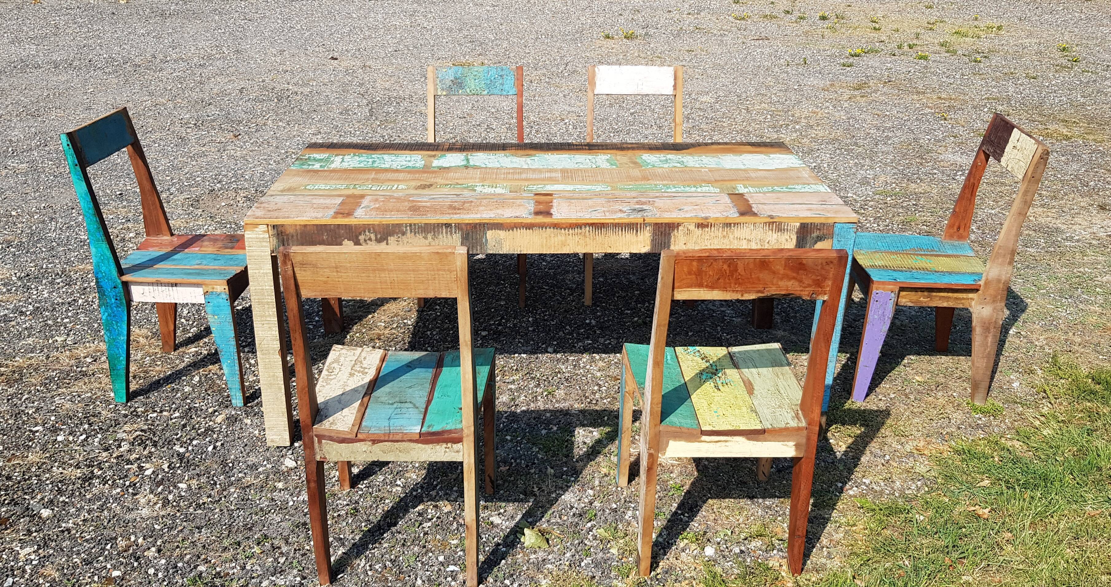 Teak table with 6 chairs