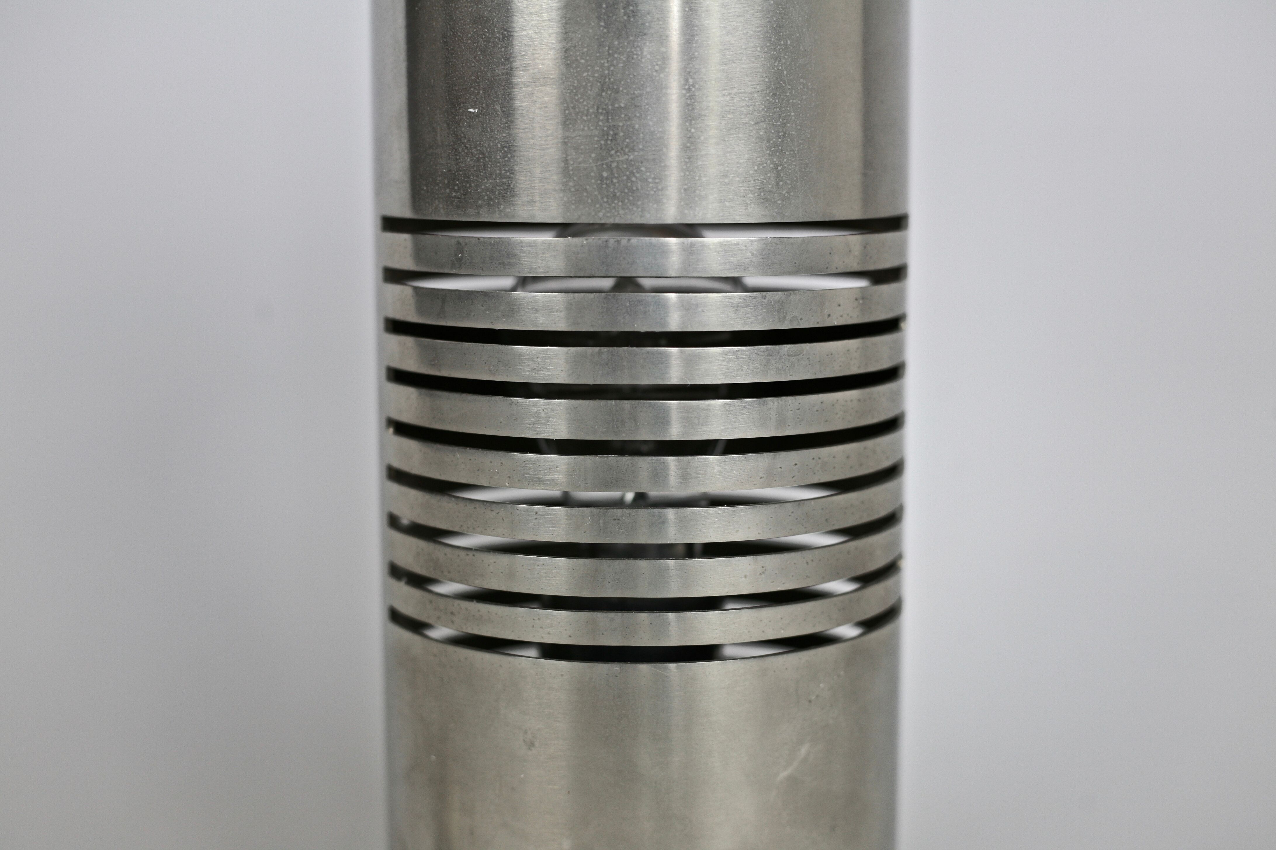 Table lamp cylindrical steel openwork modernist Italy early 70s