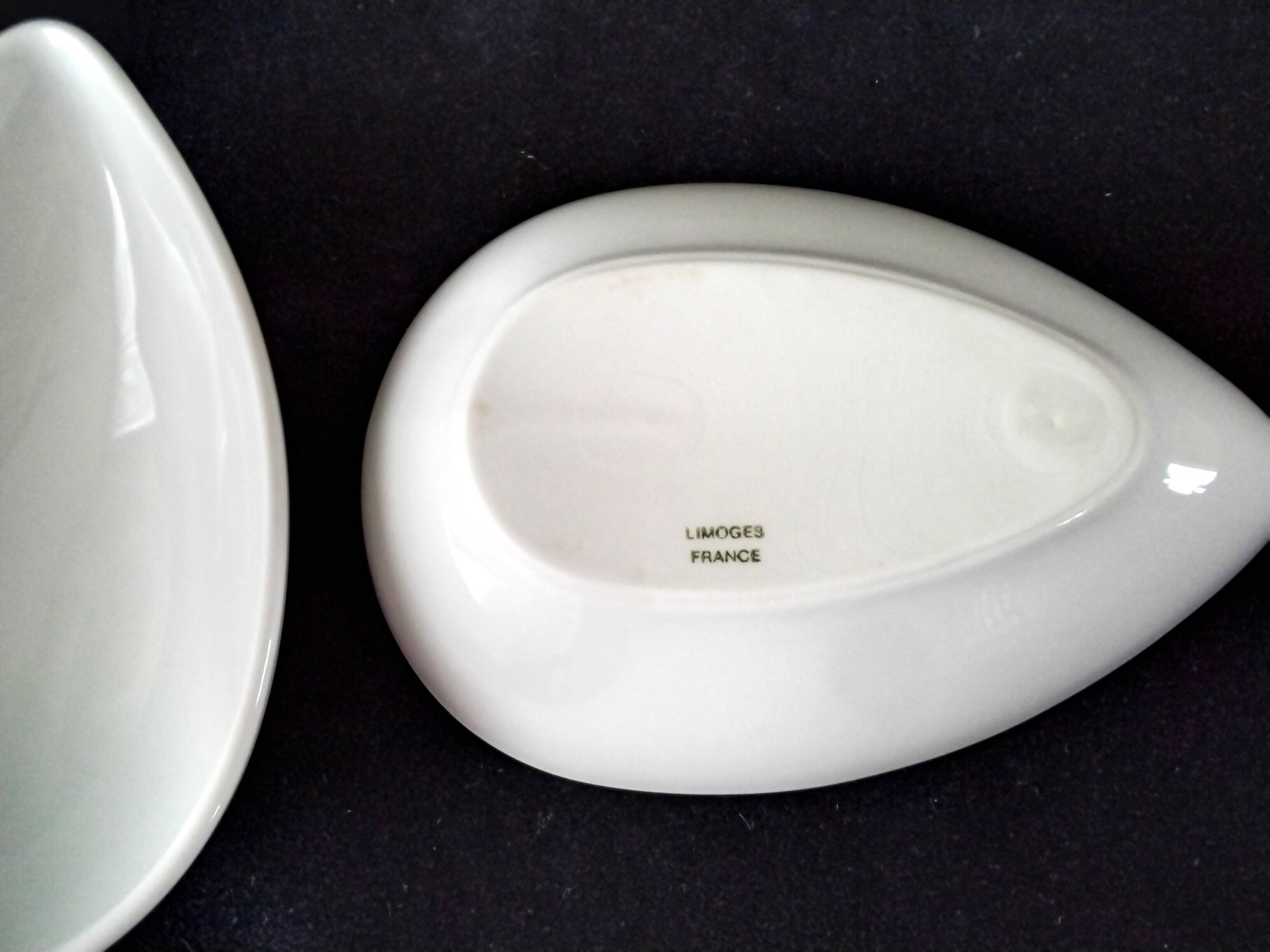 6 white Limoges porcelain avocado bowls