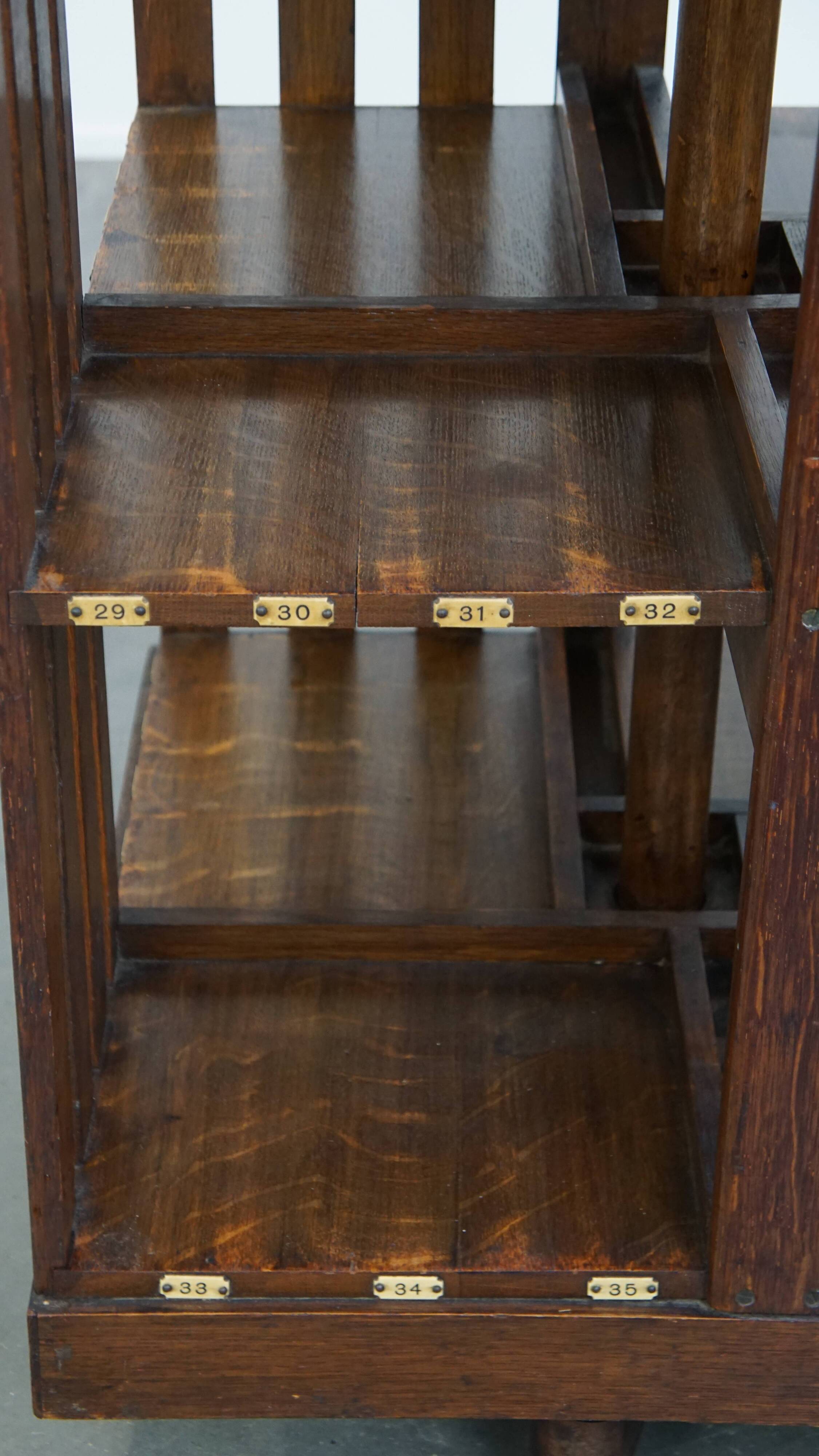 Large Antique English Oak Library Book Carousel