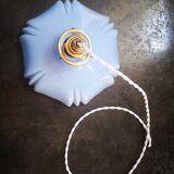 Suspension baladeuse opaline bleu art déco 1930 forme inhabituelle ø 23.5