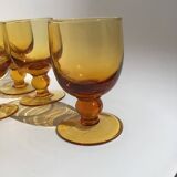 7 Verres à pieds ambre