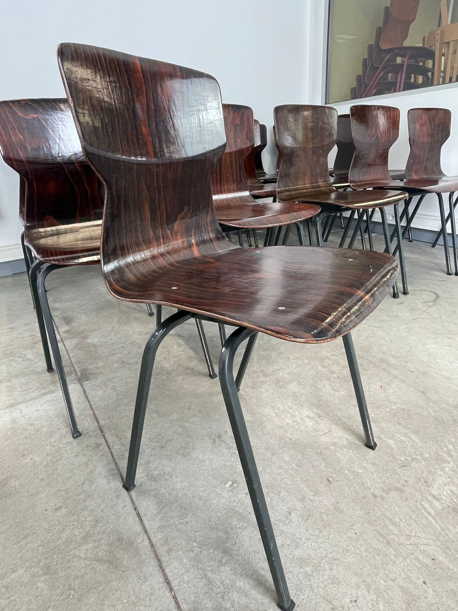 Lot of 16 obo erome chairs, 70s Germany