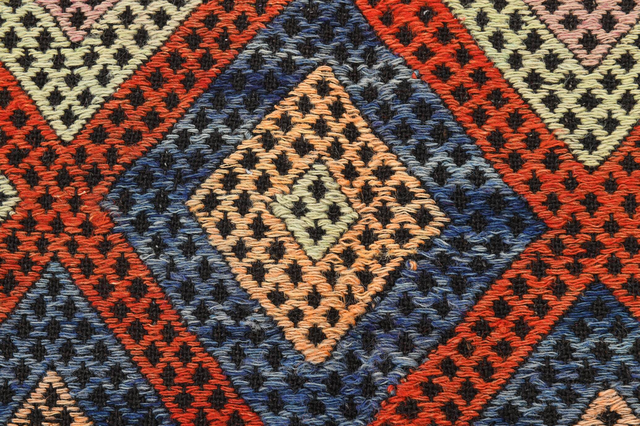 1955s Turkish Antique Pink & Blue Vintage Kilim Rug, 167x226Cm