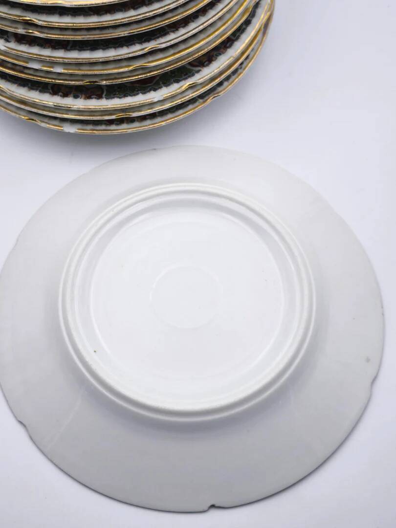 Lot de 10 assiettes à dessert – décor festif & guirlandes fleuries