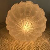 1930s Art Deco pendant light in frosted glass and wrought iron