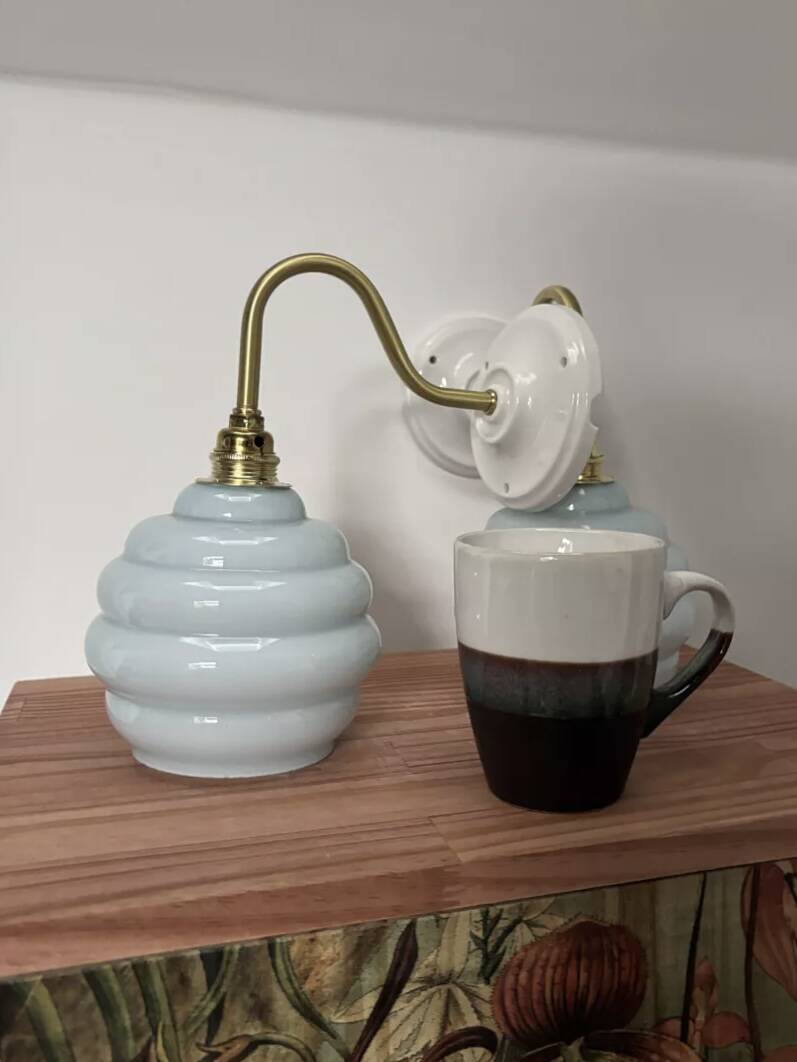 Pair of blue swan neck wall lights