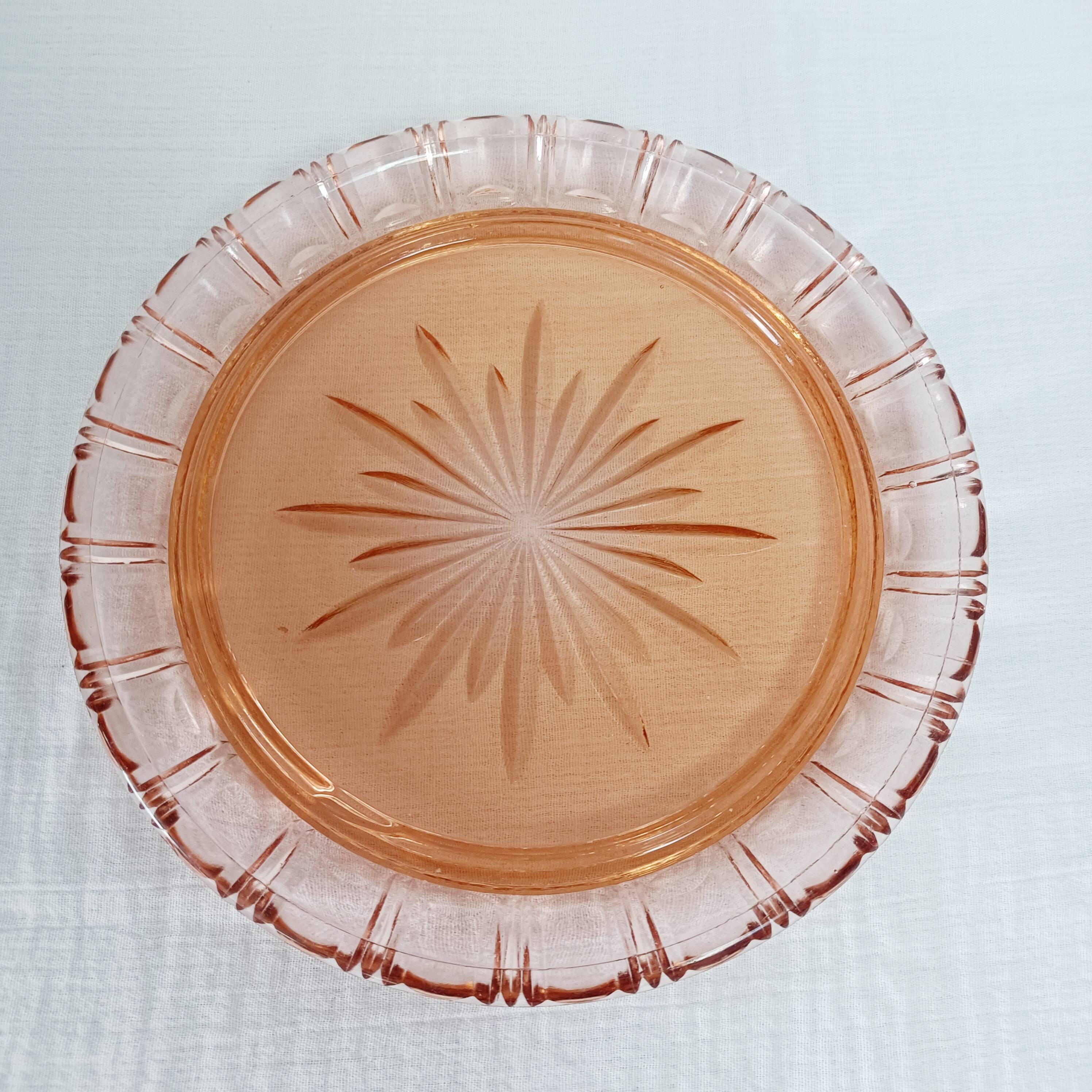 Cloche à dessert ou à fromage en verre rose