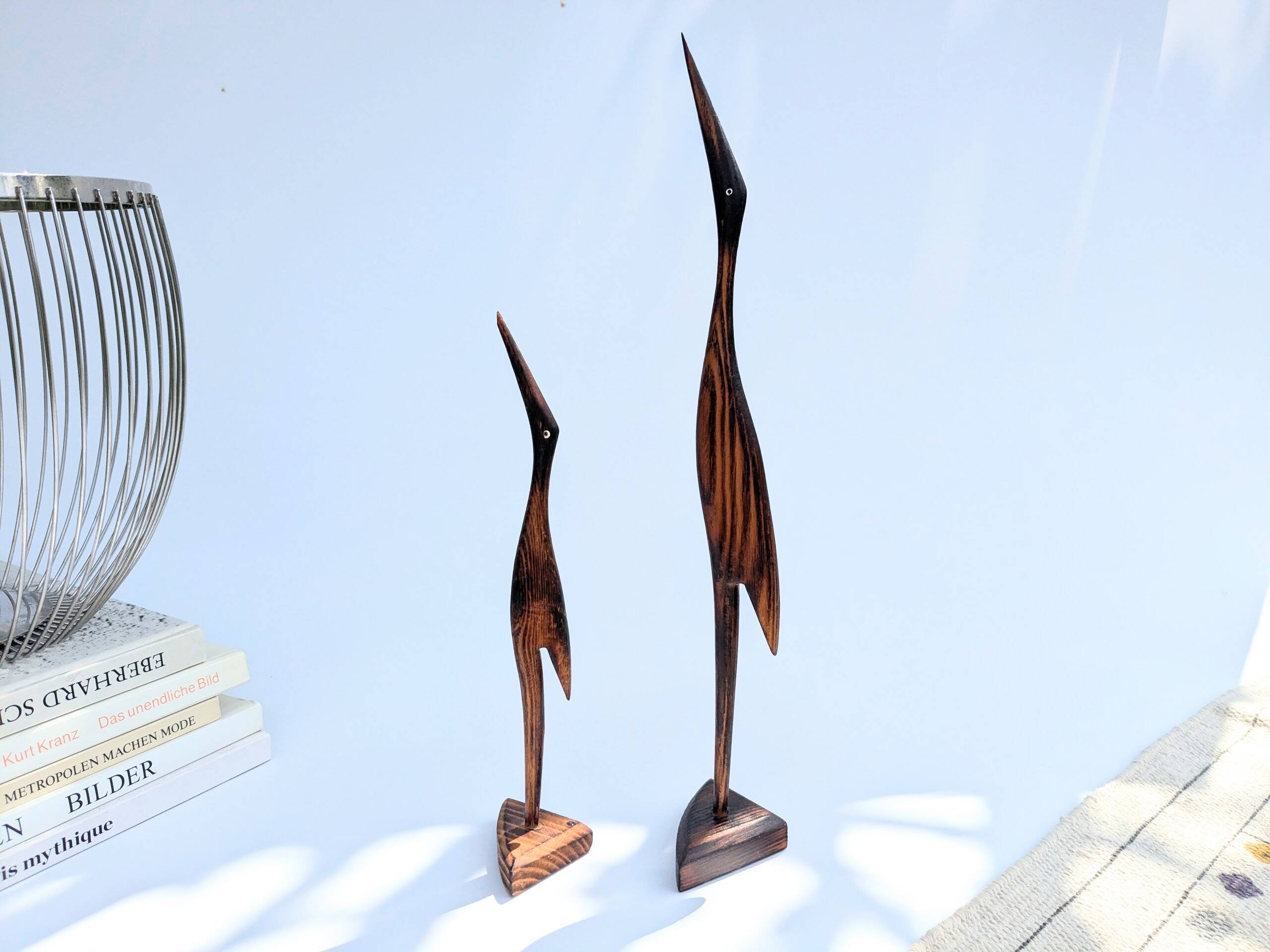 Paire de grues en bois, années 60