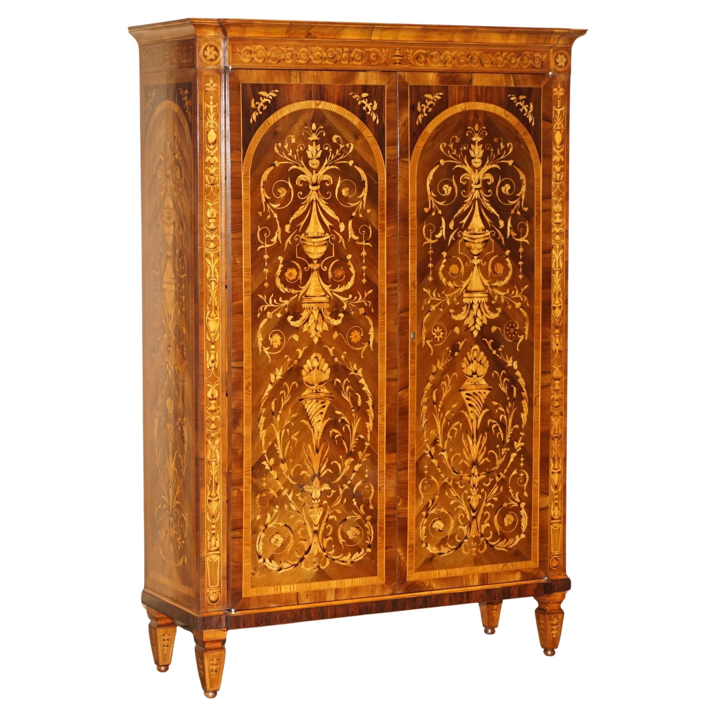 Vintage Regency style Italian marquetry wardrobe