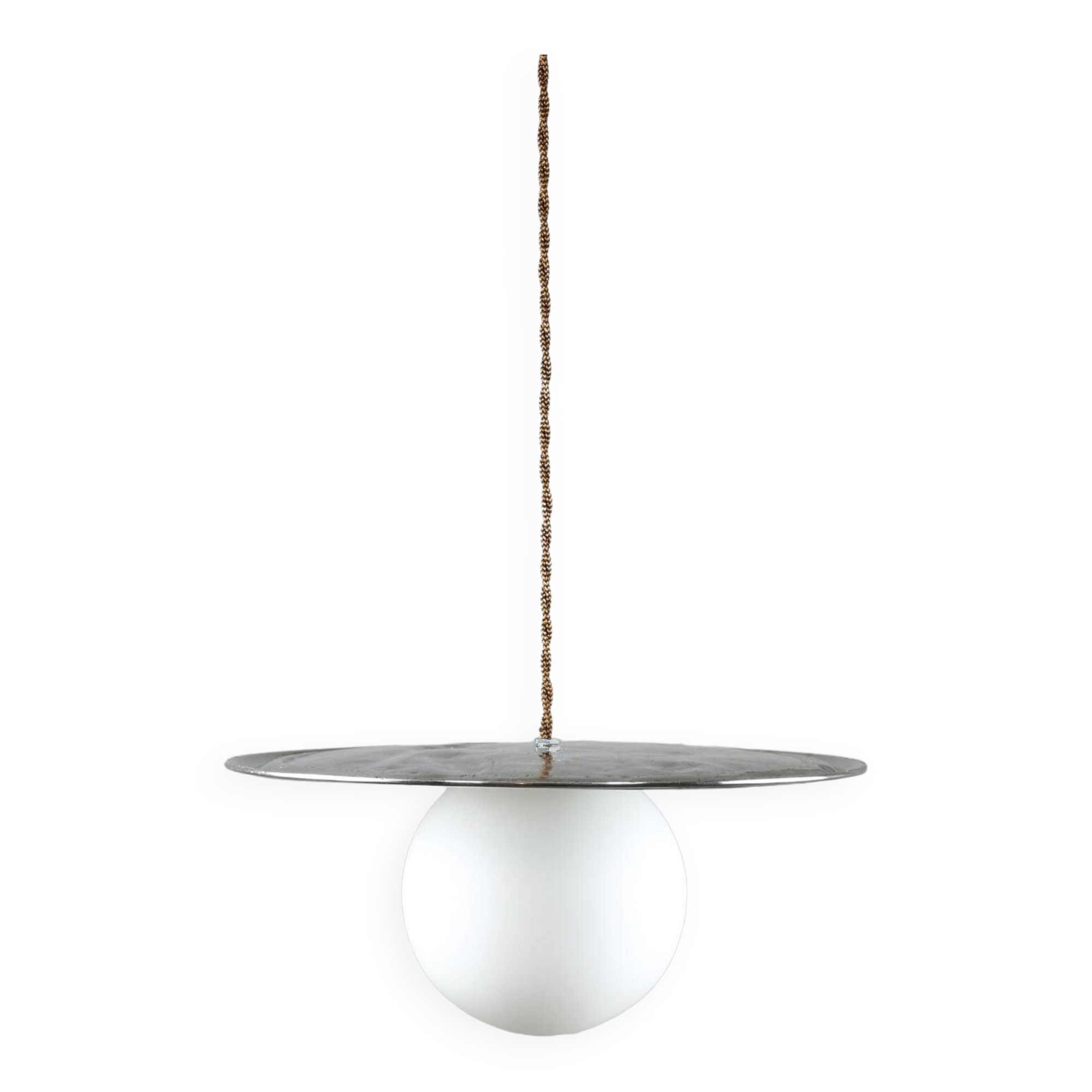 Vintage Metal and Opaline Pendant Lamp