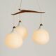 Pendant lamp with opal glass shades teak frame by Uno & Östen Kristiansson