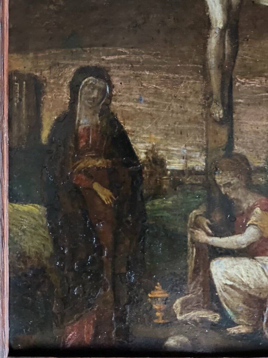 Christ on the cross, oil on copper, 17th century