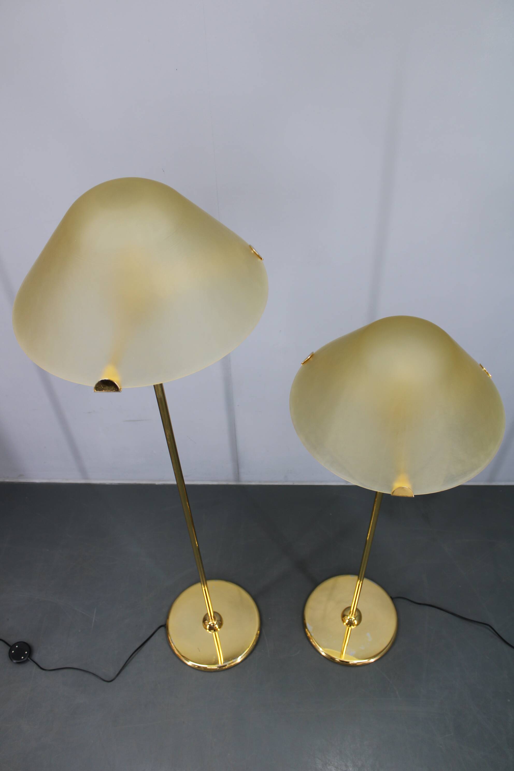1980s Pair of VeArt-Murano Floor Lamps in Brass Finish ,Italy