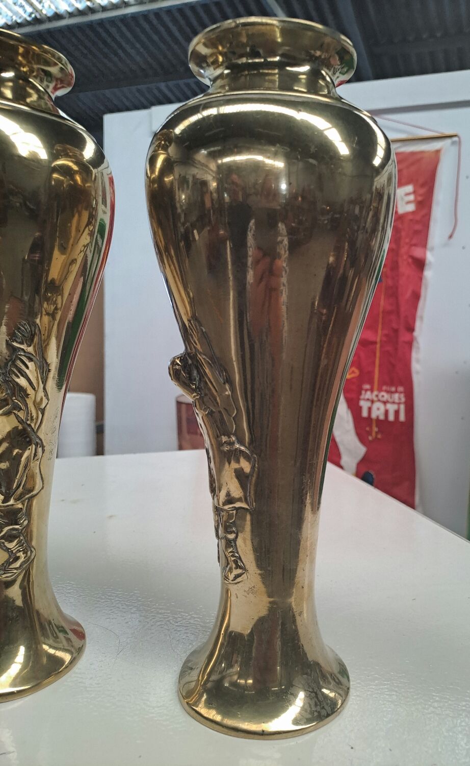 Pair of Indochina brass soap bubble blower vases