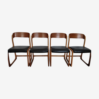 4 chaises bois traineau Baumann