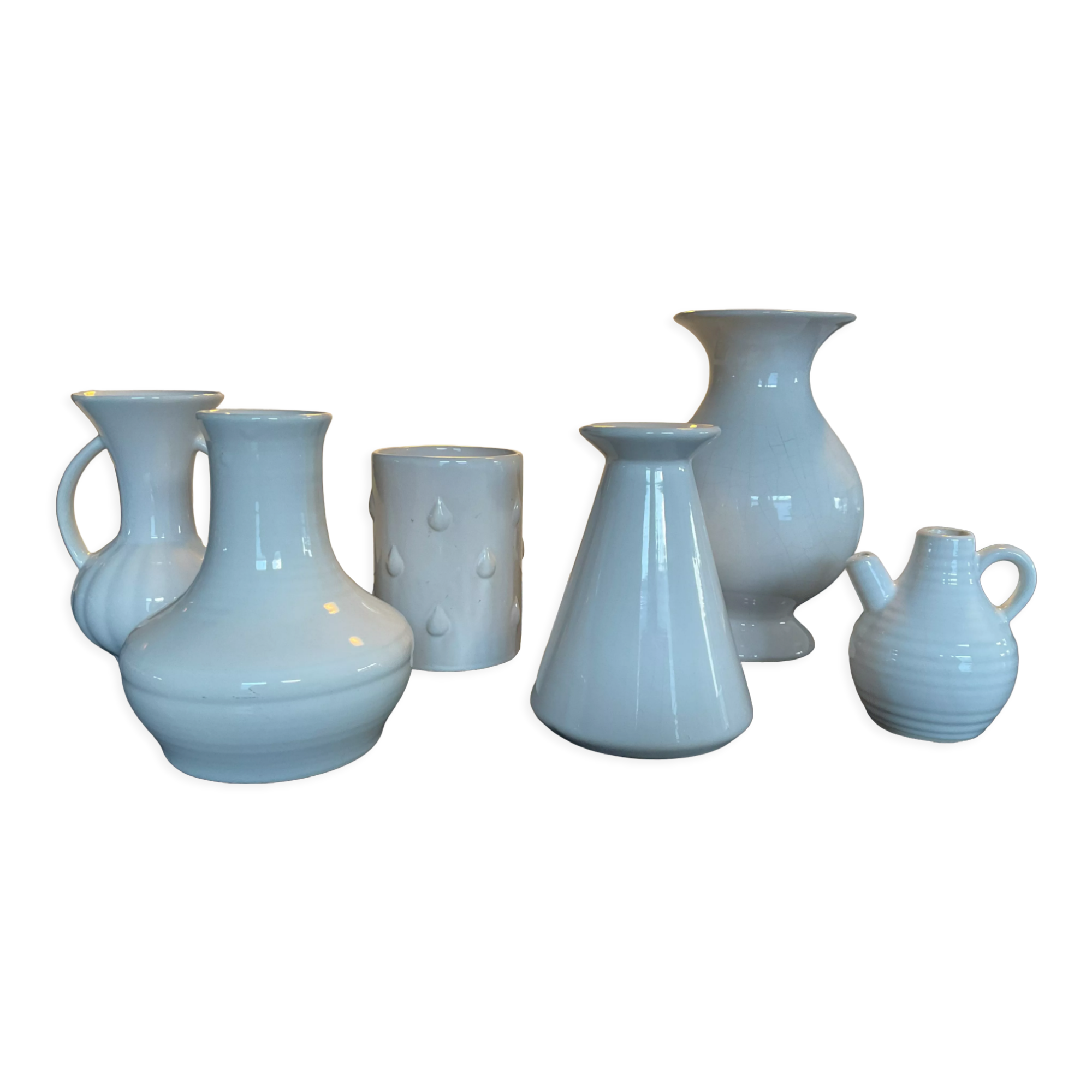 Series of 6 vintage vases in white ceramic years 60-70