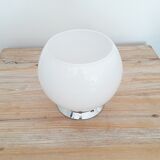 Old bistro ceiling lamp - semi-spherical globe in white opaline - 1950