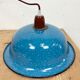 Industrial Factory Blue Enamel Ceiling Lamp, 1960s