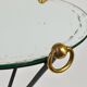 French mid-century mirror side table, Jacques Adnet style, brass, 1950s.