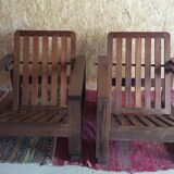 Pair of modernist Rio rosewood rack-and-pinion armchairs