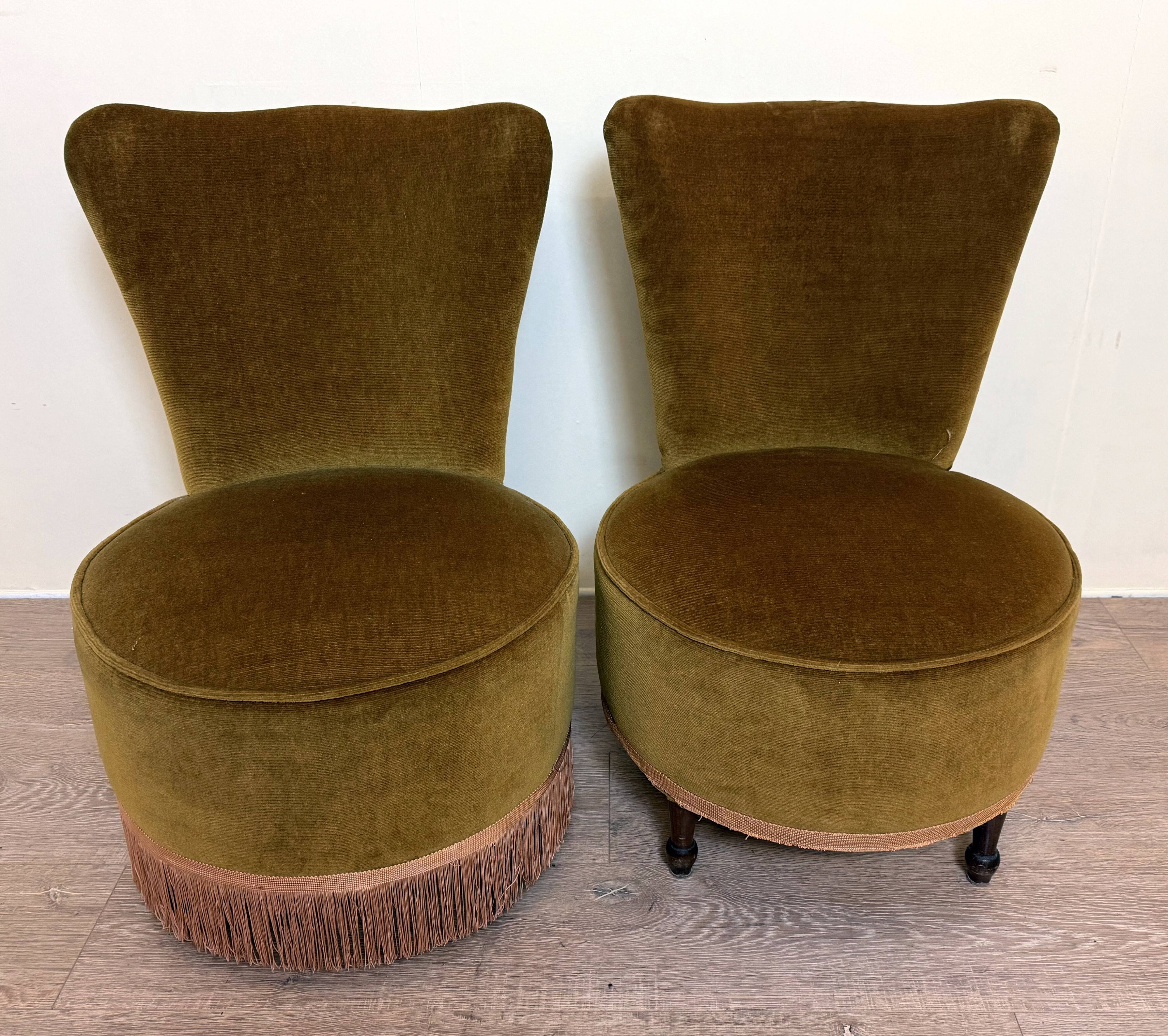 pair of toad chairs, Napoleon III period, Genoa velvet-style fabrics
