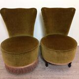 pair of toad chairs, Napoleon III period, Genoa velvet-style fabrics