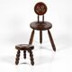 Low chair and turned wooden stool, Dudouyt style, France, 1940s