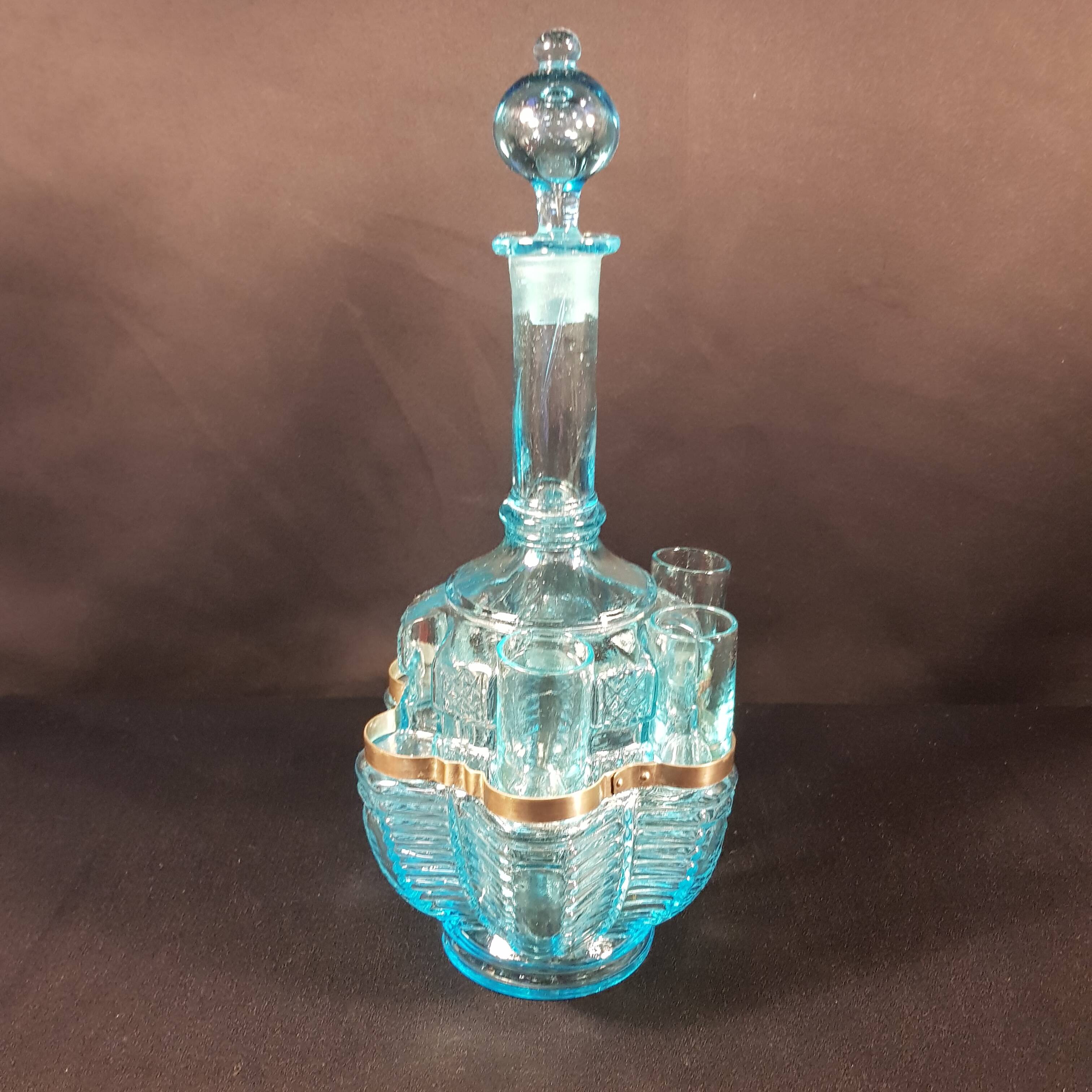 Blue Art Nouveau carafe