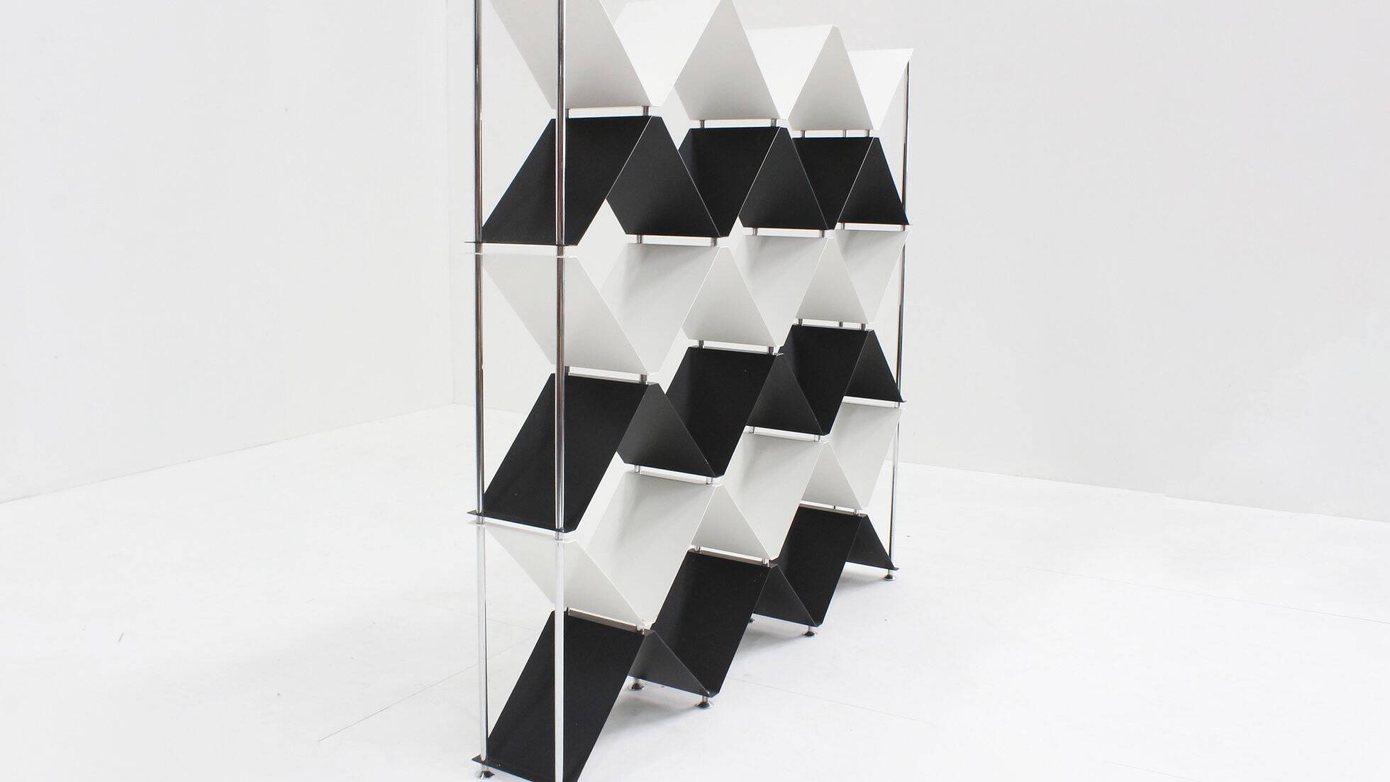 Vintage Italian library in chrome steel