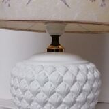Lamp lampshade dried flowers foot white ceramic