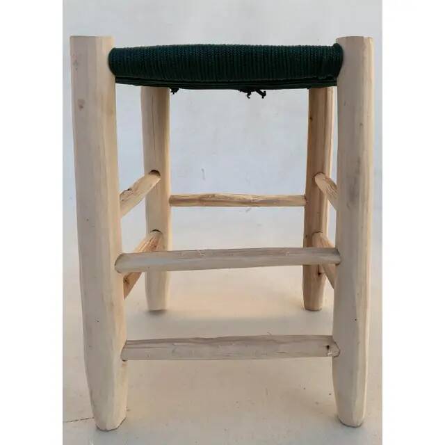 Contemporary Moroccan stool handmade in nylon rope and wood