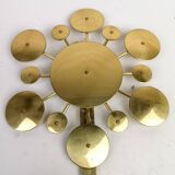 Set of 3 Wall Candle Holders in Brass "Sunburst" Holmström, Arvika, Sweden, 1960s