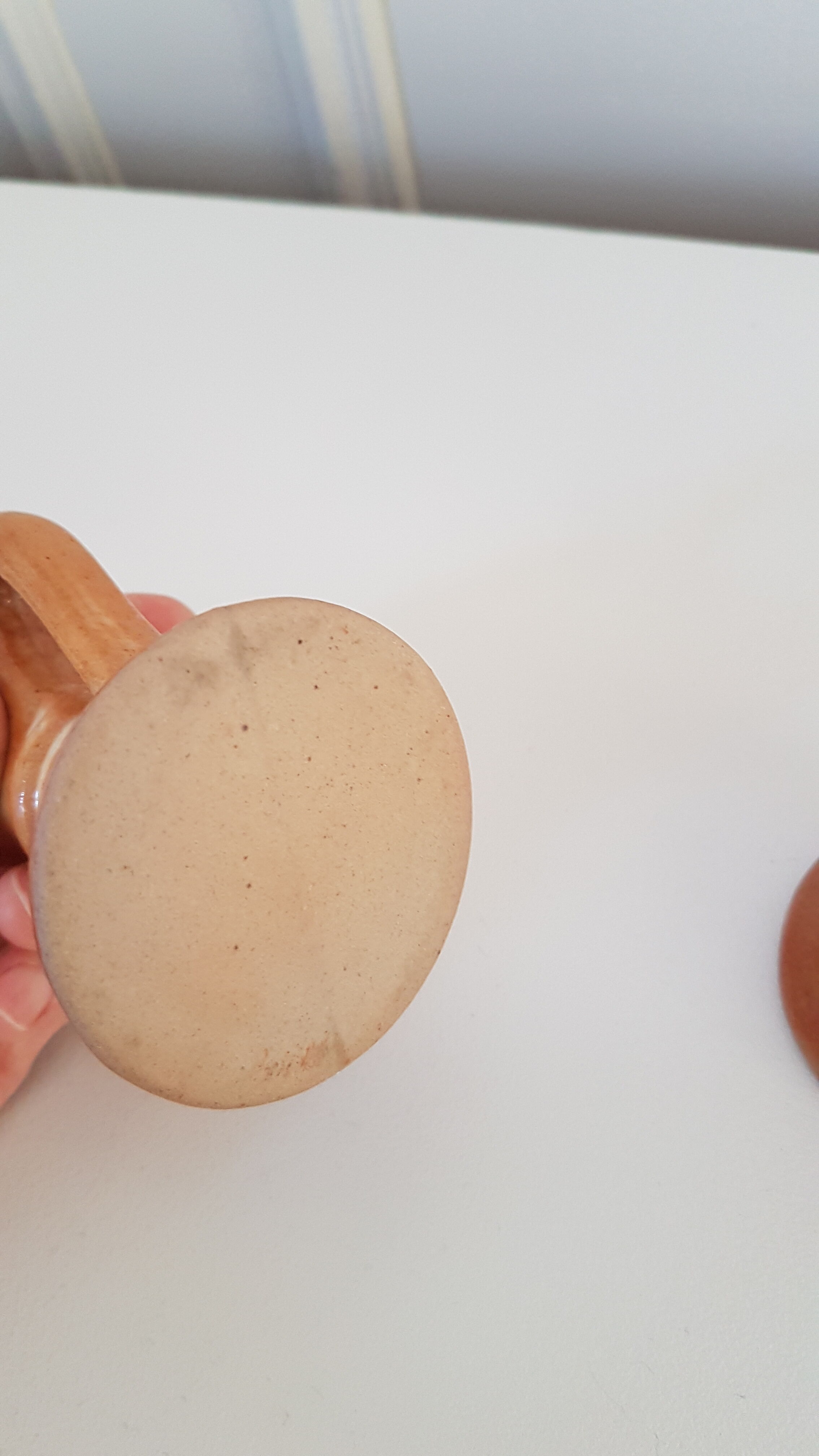 Duo of stoneware candle holders