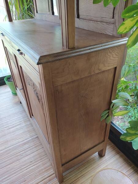 Art Deco two-body sideboard in natural chestnut.