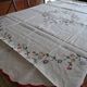 Round tablecloth embroidered hand linen mestizo 150 cm old colorful embroidery.