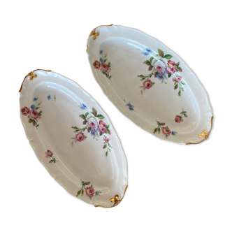 Lot of 2 limoges porcelain flowered ravines
