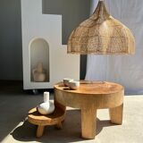 Quadripod coffee table in solid wood monoxyl natural color (dark)