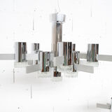 Pair of chandeliers from Sciolari 70 years chrome steel