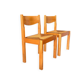 Paire de chaises en orme - paille