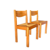 Paire de chaises en orme massif et paille – Maison Regain, ci