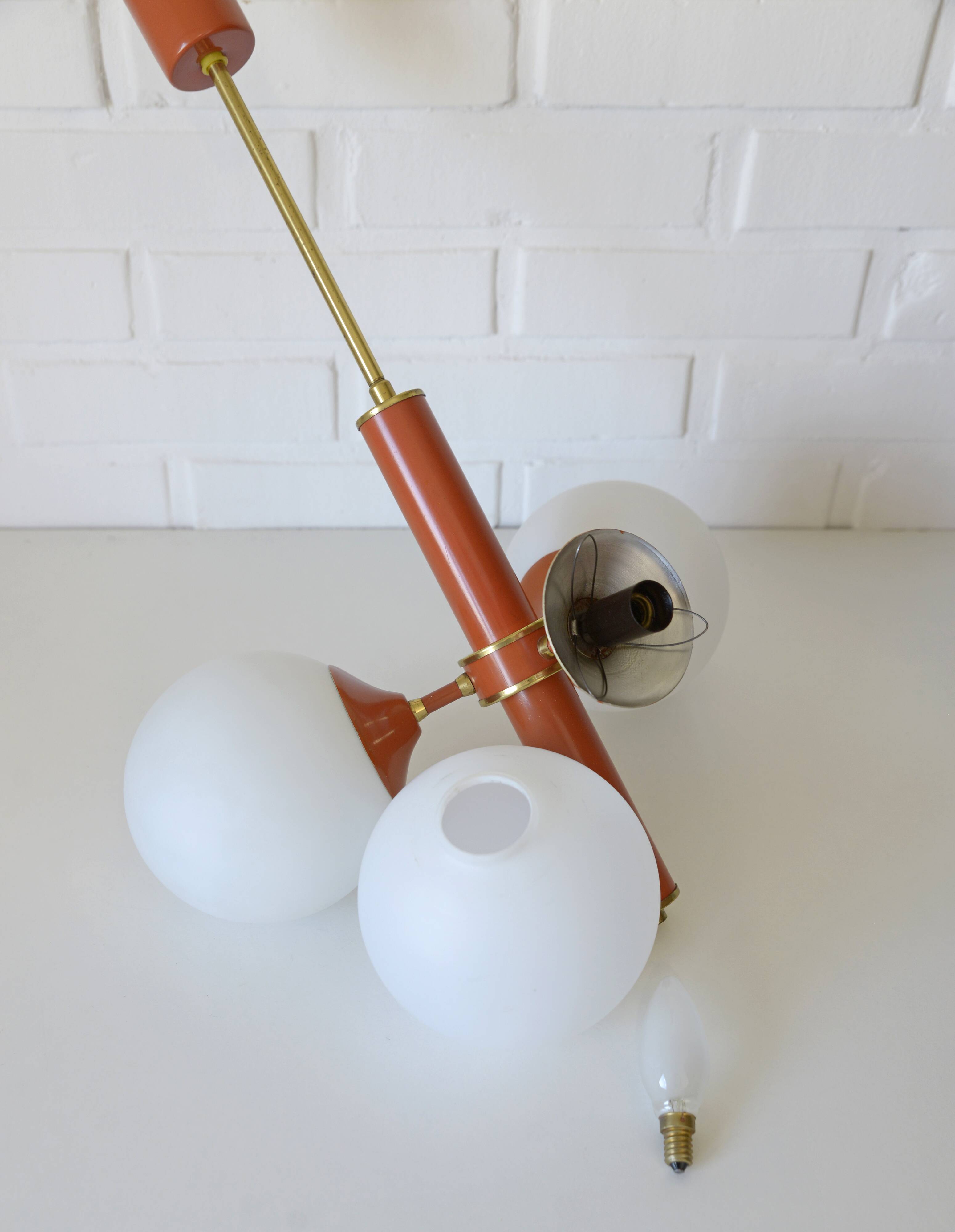 Lustre Spoutnik vintage suspendu Space Age orange rétro éclairage de plafond