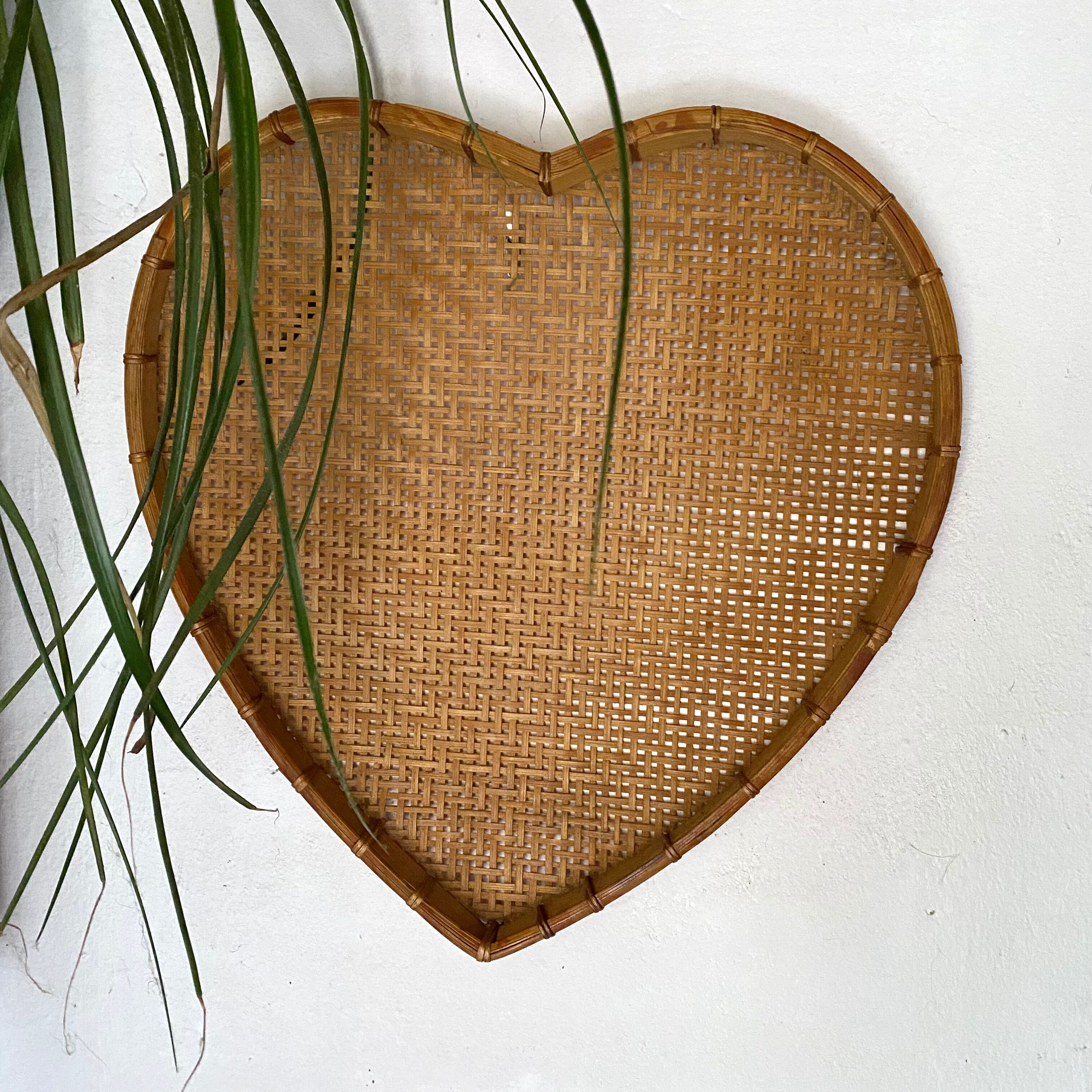 Pair of decorative trays in braided bamboo