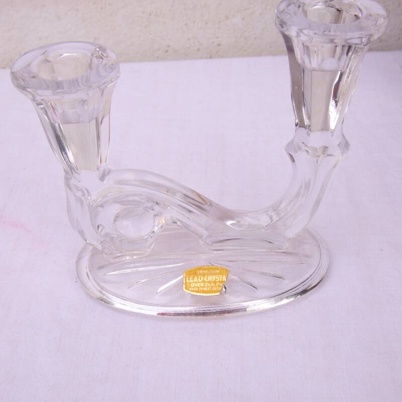 west Germany double glass candle holder