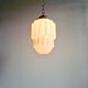 Art Deco pendant light, Skyscraper, white opaline, 1920s-30s