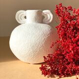 Vase in white platre with 11cm coves
