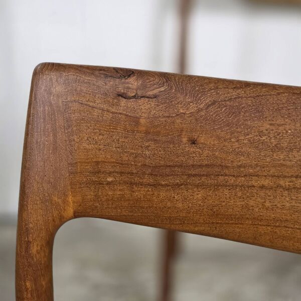 Chaise de salle à manger Niels Møller modèle 77 en teck avec nouvelle corde à papier