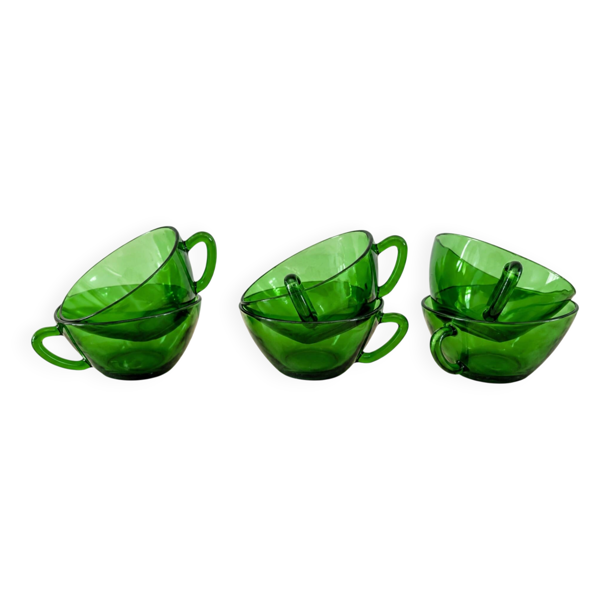 6 emerald green cups – 1970s, retro light